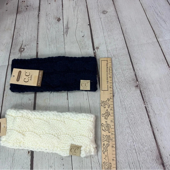 NWT boutique C.C. kids head warmers crochet headband ivory and navy - Picture 3 of 6